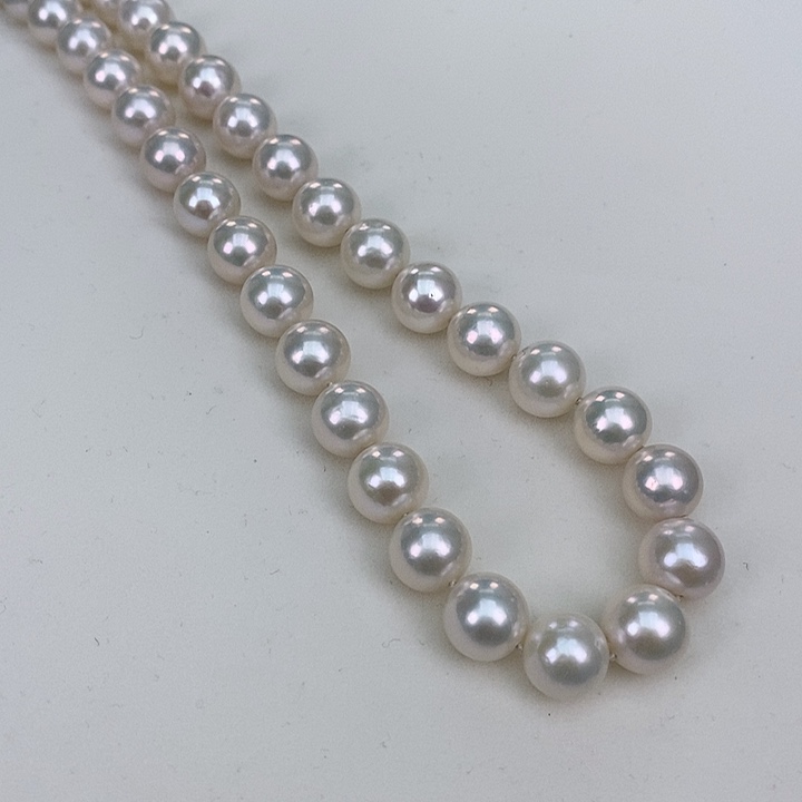 淡水珍珠颈饰银S925镶嵌10-11.5冷青蓝色正圆珍珠项链