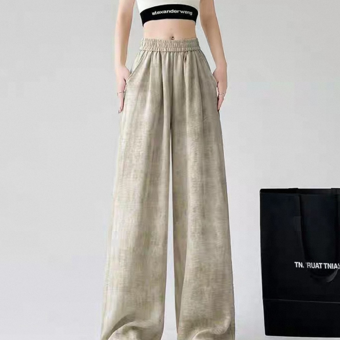 扎染亚麻山本阔腿裤夏季薄款舒适宽松休闲垂感抖抖裤
