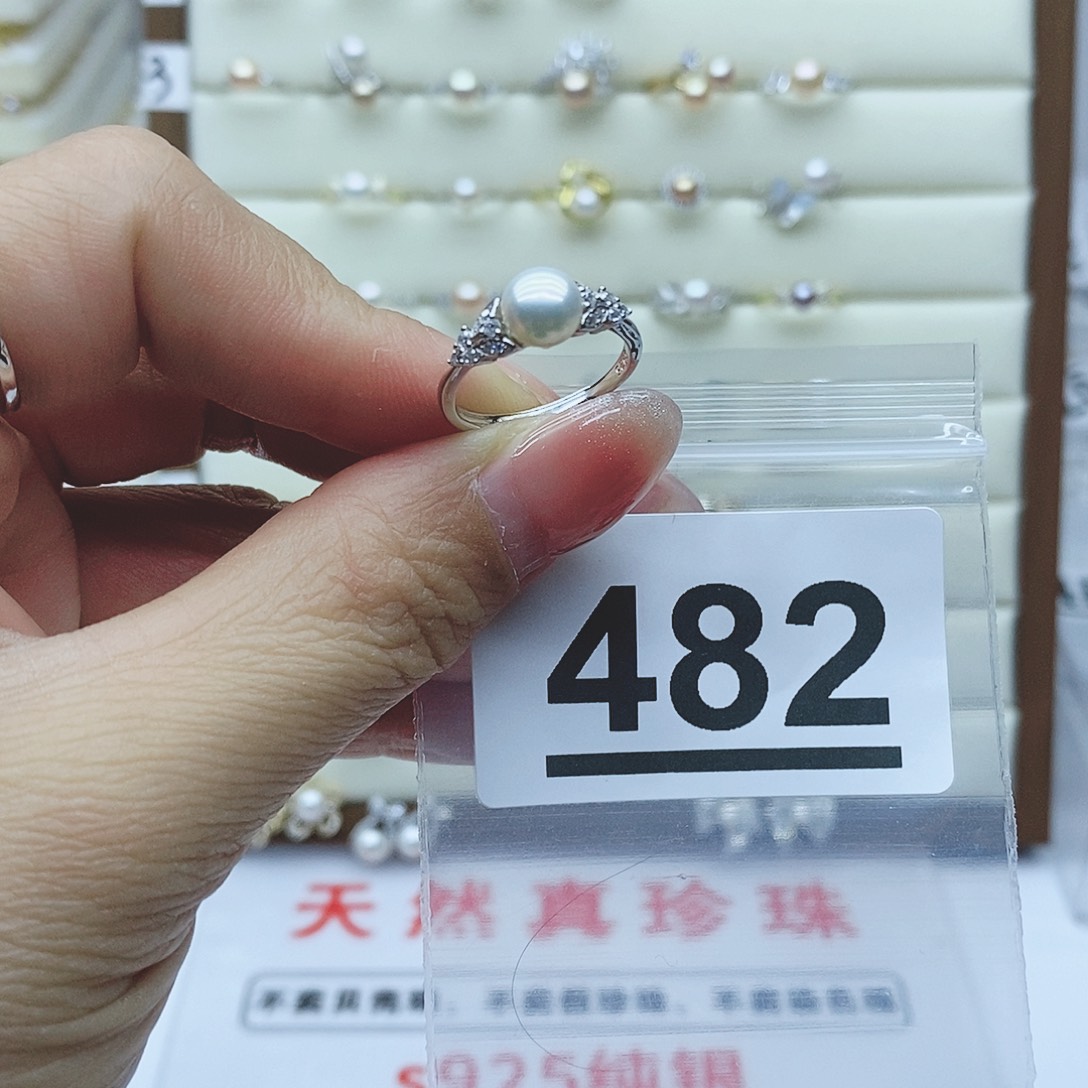 淡水珍珠戒指银S925镶嵌@*香482