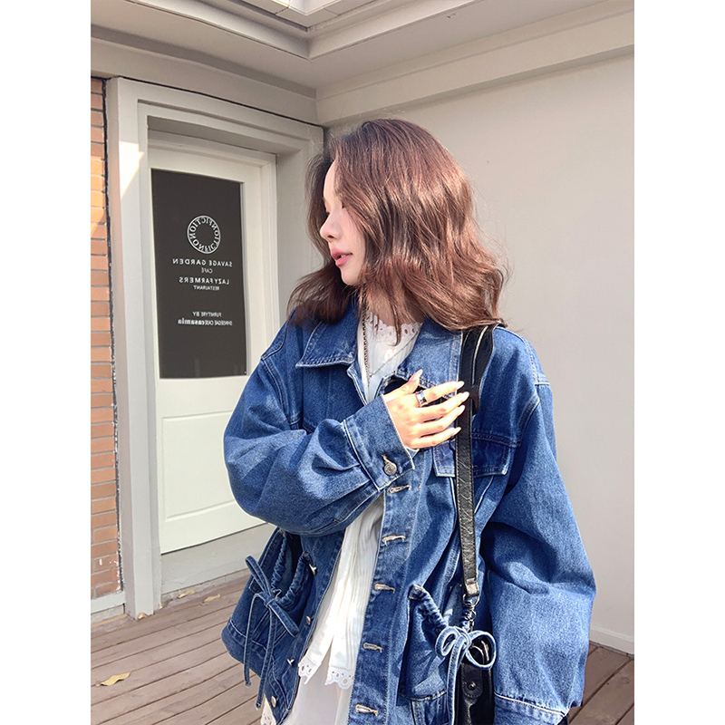 CHERI.Z百穿不厌 蝴蝶结甜酷结合 定制水洗牛仔外套C25A09071Z
