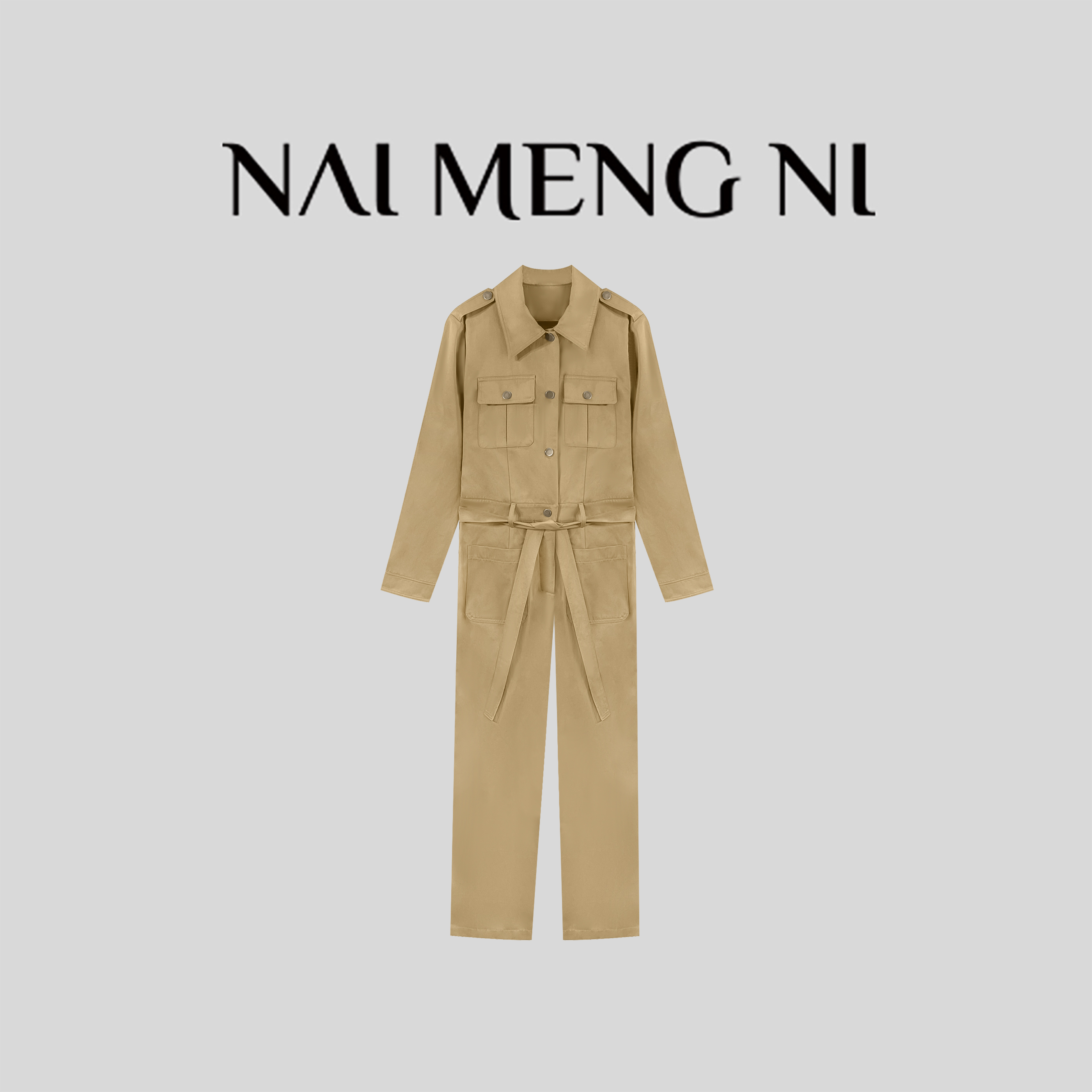 NMN王火火&设计师法式复古时尚高腰显瘦连体裤 25HH9664