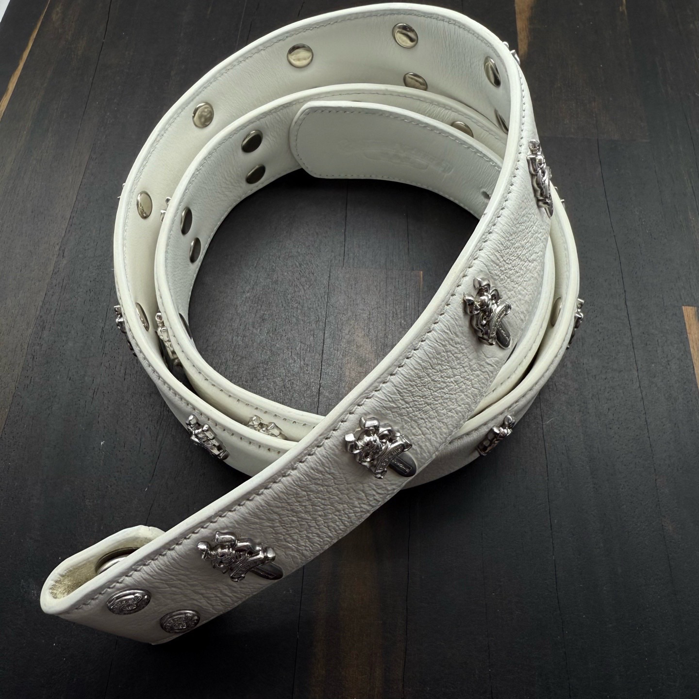 36码 Chrome Hearts 克罗心 白色满宝剑腰带