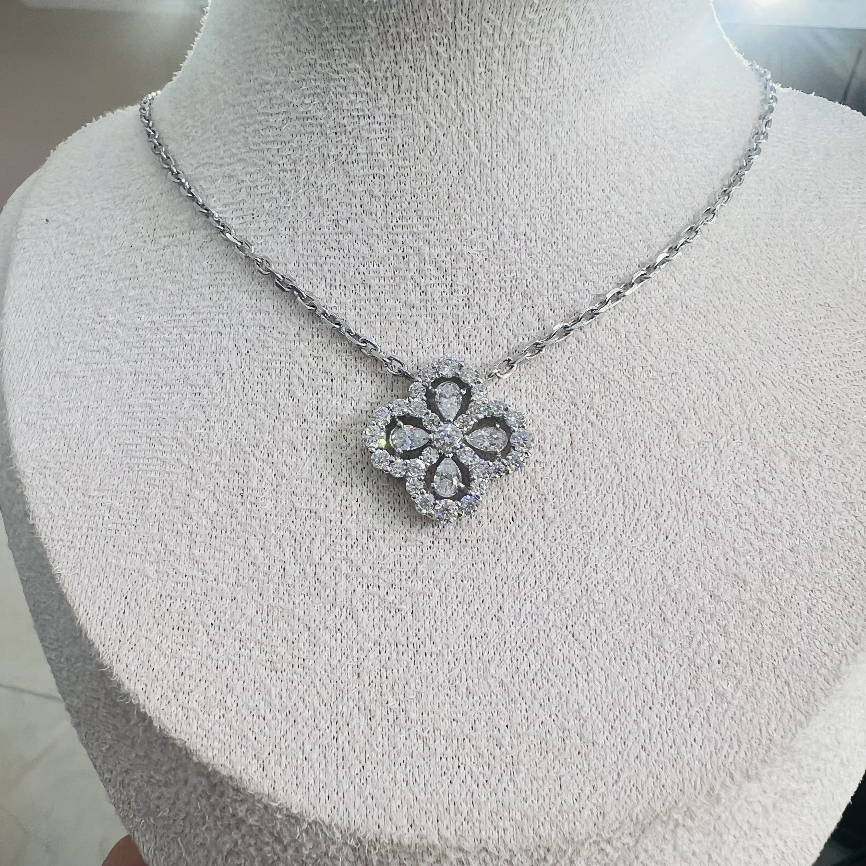 水滴四叶草铂金项链 pt950项链