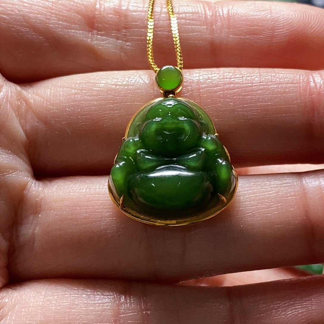 和田玉颈饰18K金镶嵌