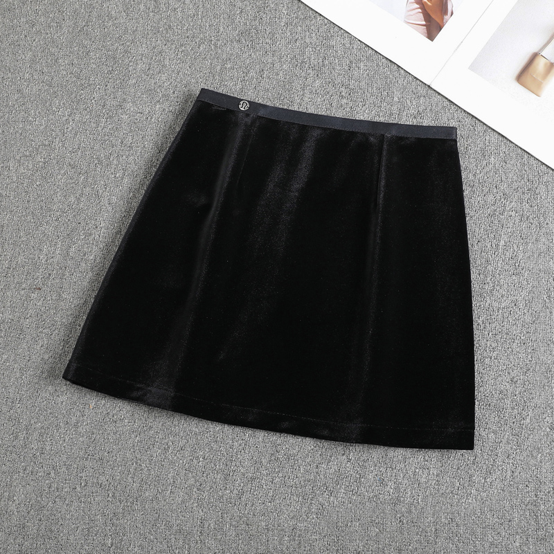 松紧高腰垂感丝绒半身裙女秋冬新款韩版时尚包臀裙辣妹a字短裙子