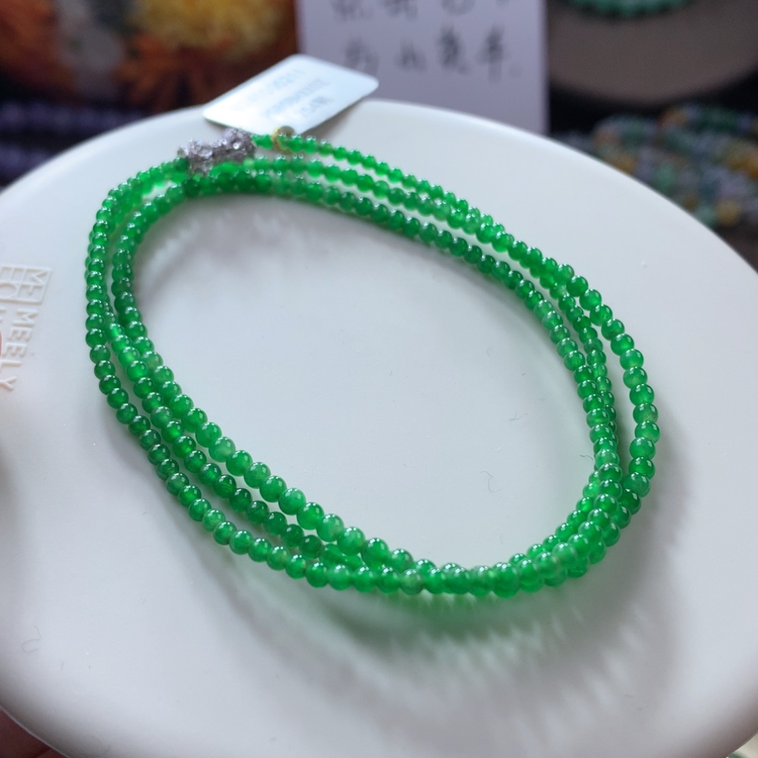 翡翠手链未镶嵌冰阳绿小米