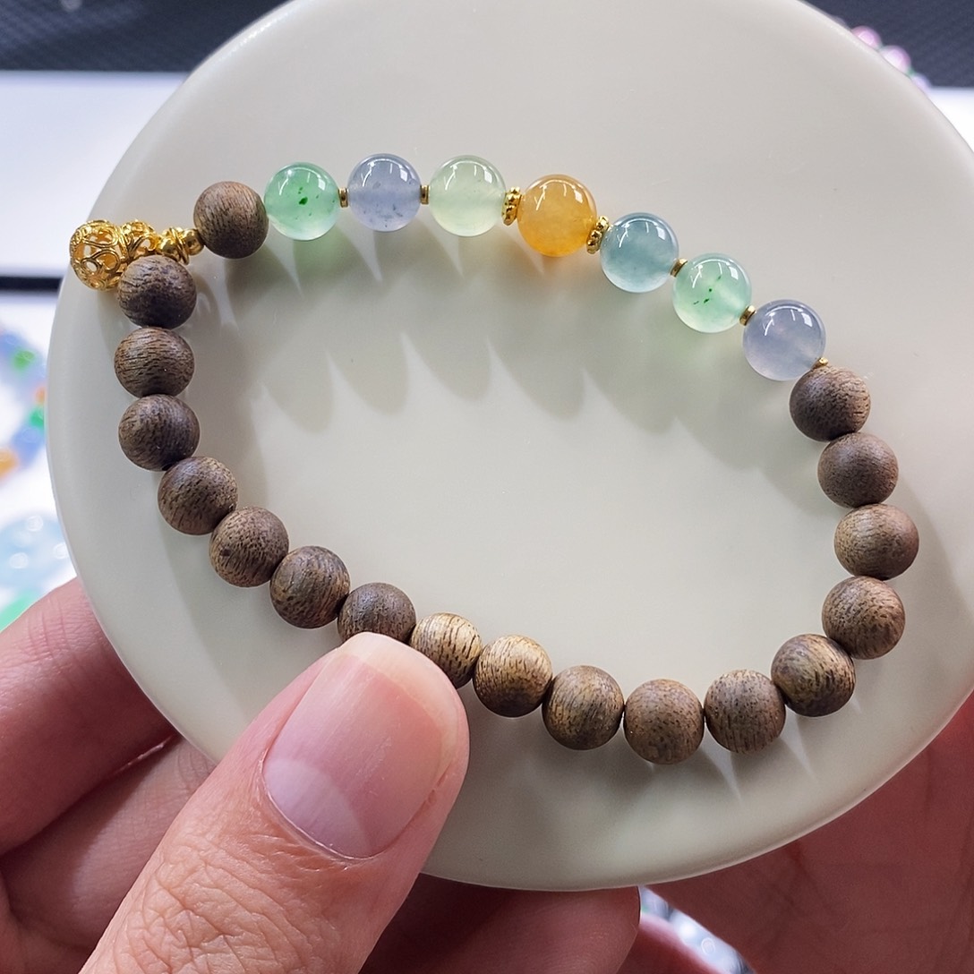 散珠翡翠冰彩手串