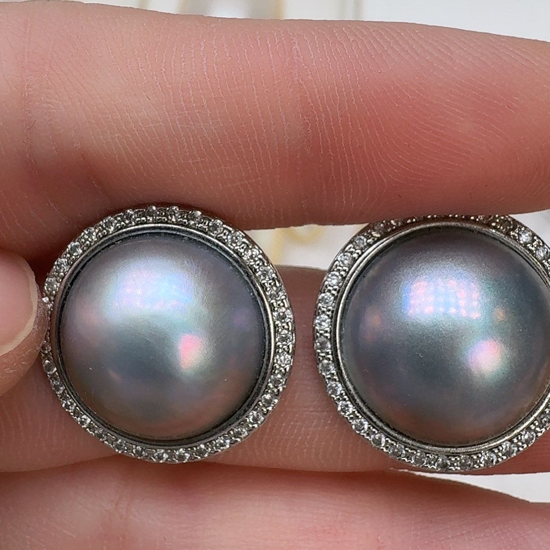 耳饰未镶嵌拼合珍珠（马贝珠）