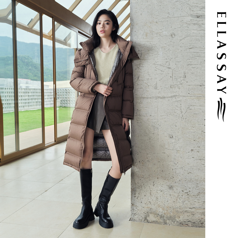 【粉丝专享】歌力思冬季新款鹅绒知性优雅长款羽绒服女EWD354L01700