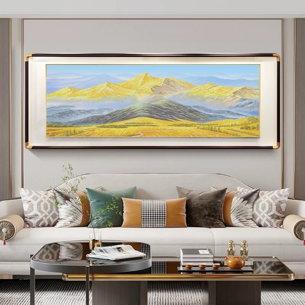 金山聚宝盆山水画轻奢高级感客厅沙发背景墙装饰画