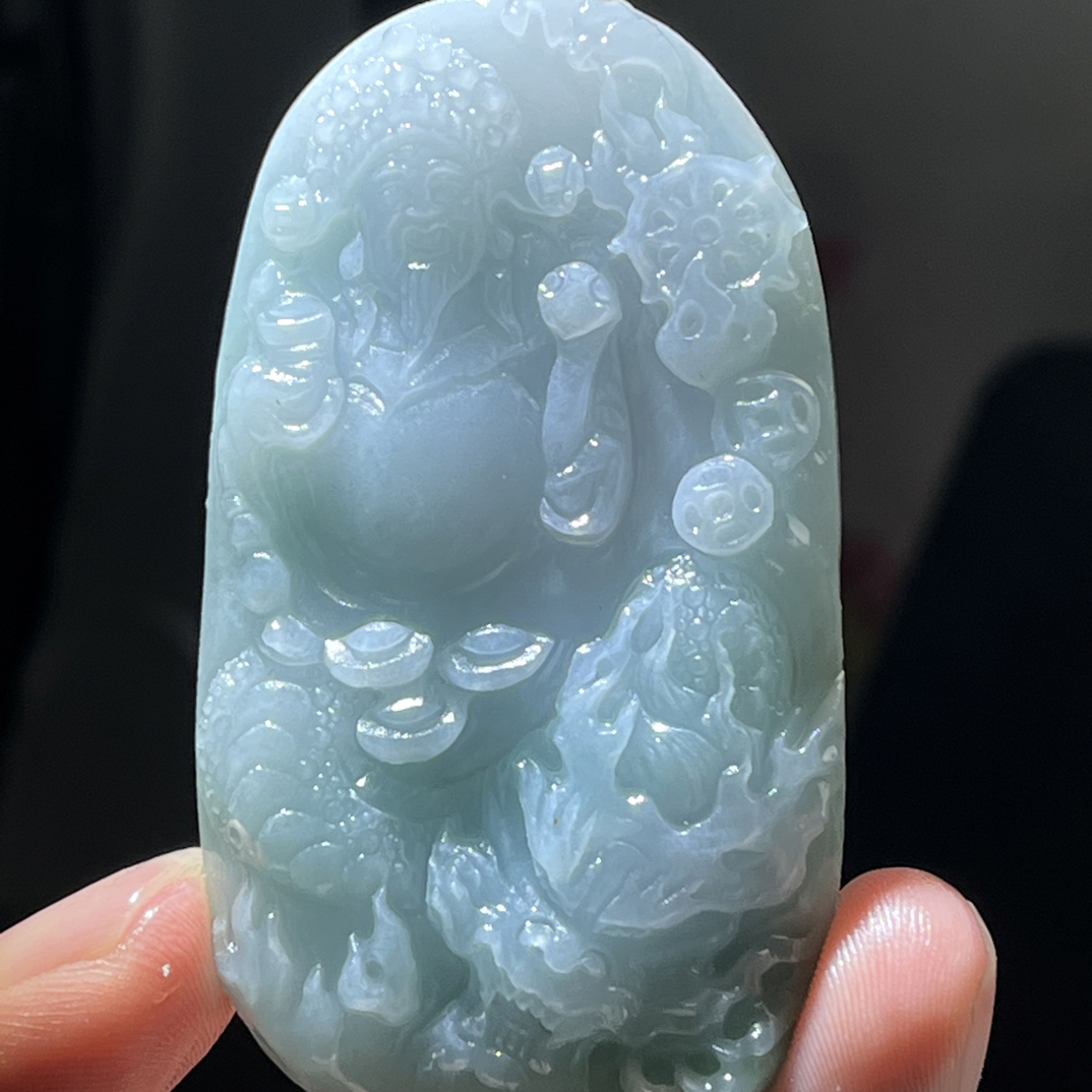 天然缅甸A货翡翠蓝紫玉龙财神毛货买断需抛光