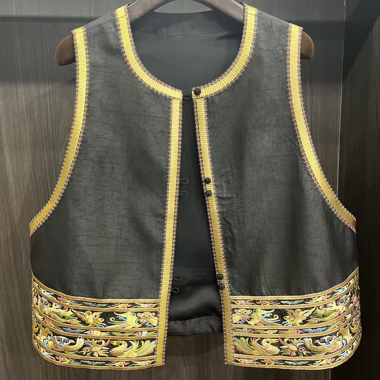 宇妙香云纱  2025新款龟裂纹女士春秋马甲  新中式女装上衣