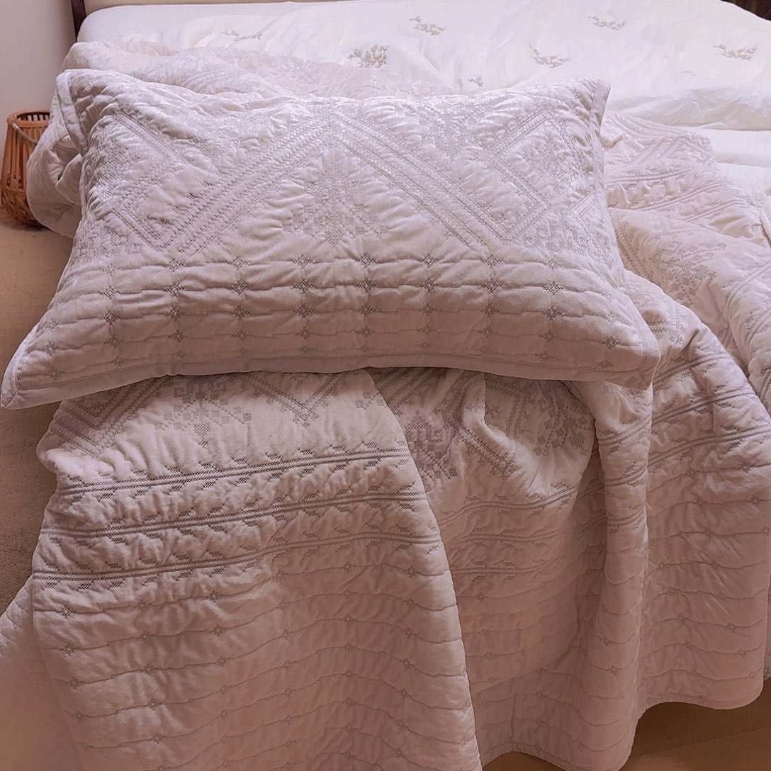 棉丽莎希腊绒白色三件套