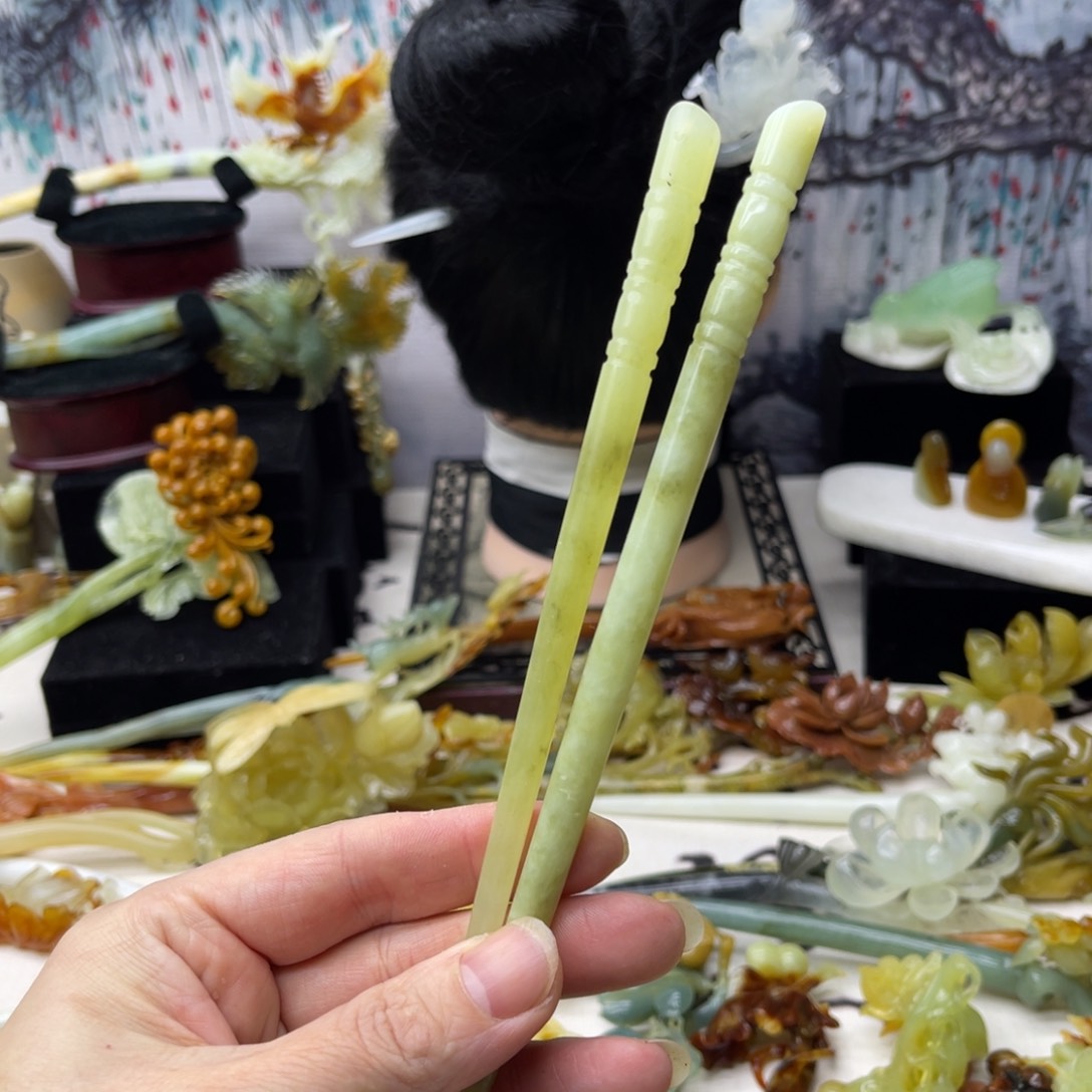 【闪购商品】蛇纹石玉发饰合金