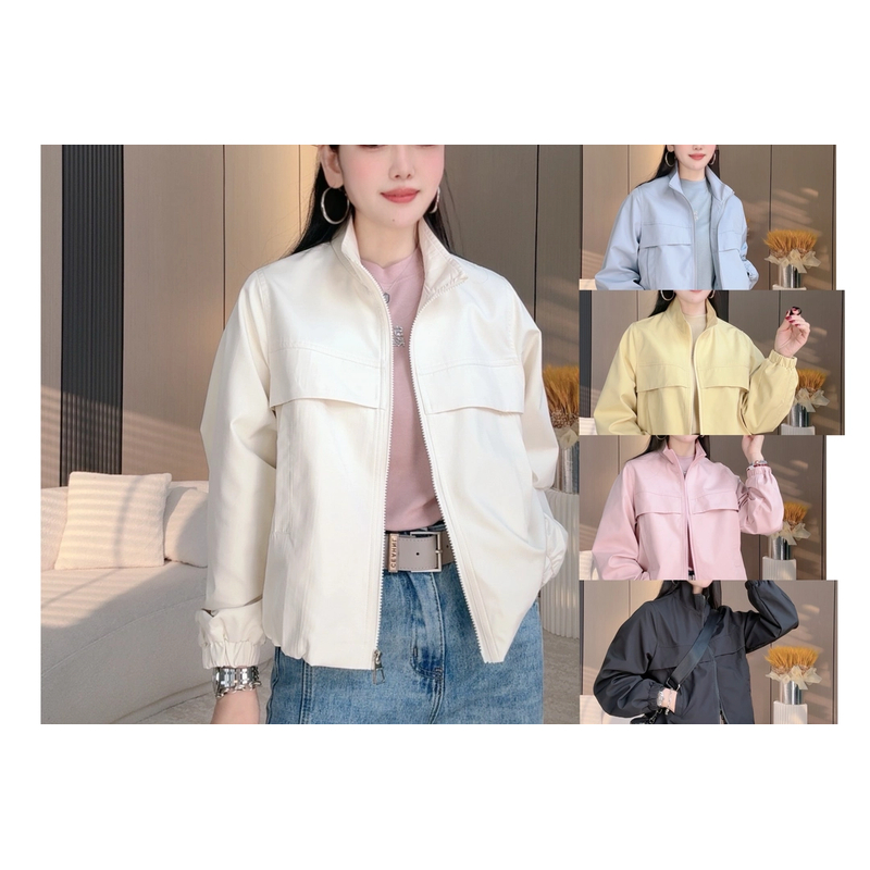 6682新款春秋爆款欧若风休闲女士冲锋衣外套小个子百搭洋气纯色