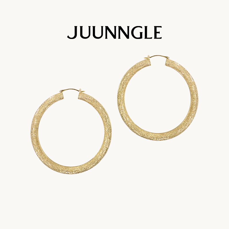 juunngle lab 铜合金耳饰 洲谷JUUNNGLE鎏沙圆环耳钉