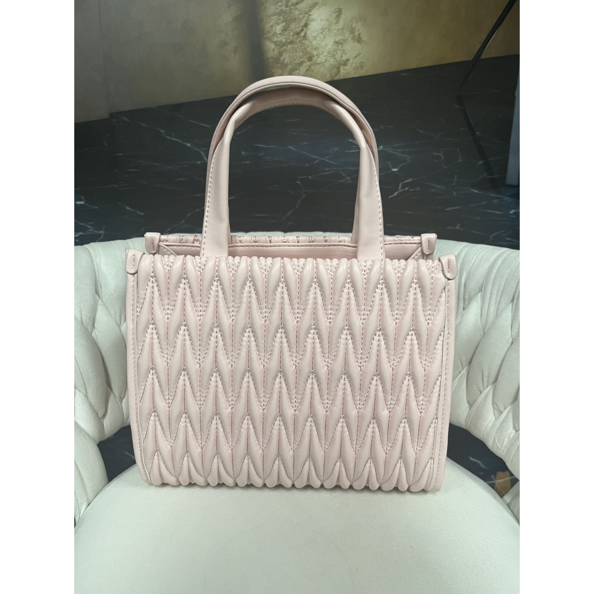 姝宴真皮女包褶皱小托特粉色