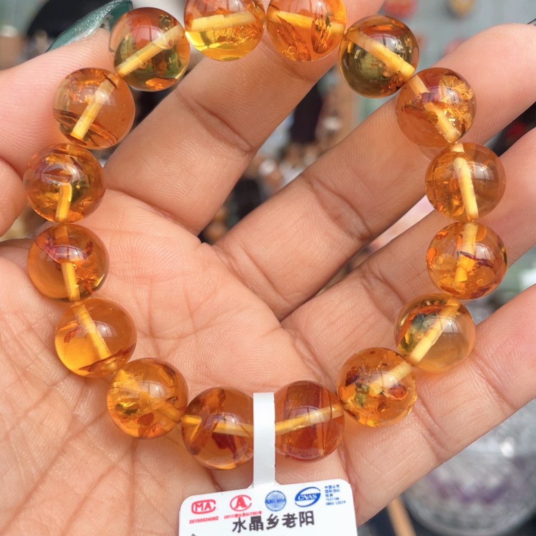 琥珀（花珀）手串未镶嵌天然花珀手串12mm