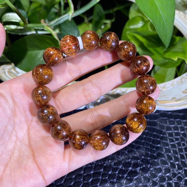 铜发猫眼单圈13mm左右水晶手串