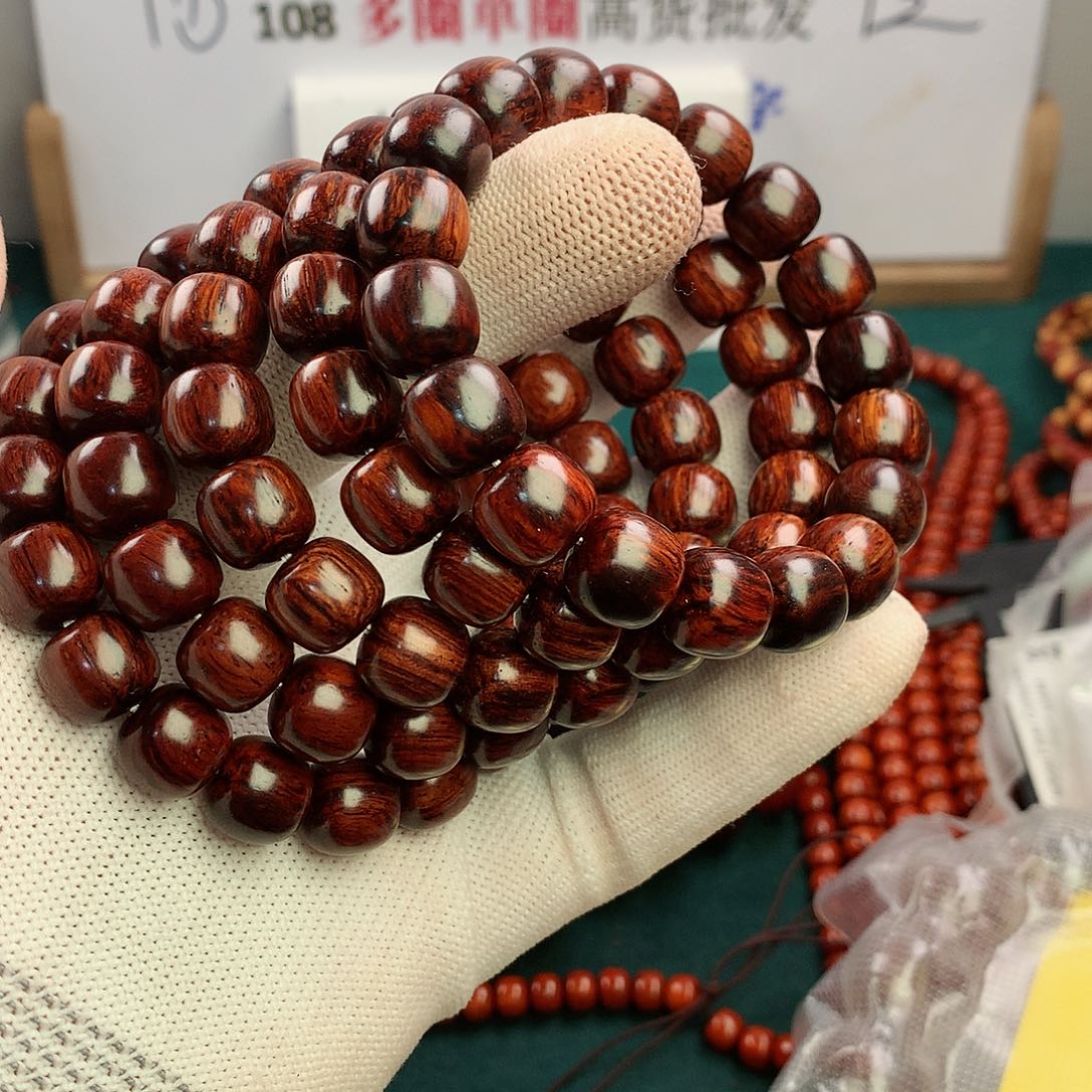 黄花梨/降香黄檀手串/手链12海南红降满结油满芝麻点
