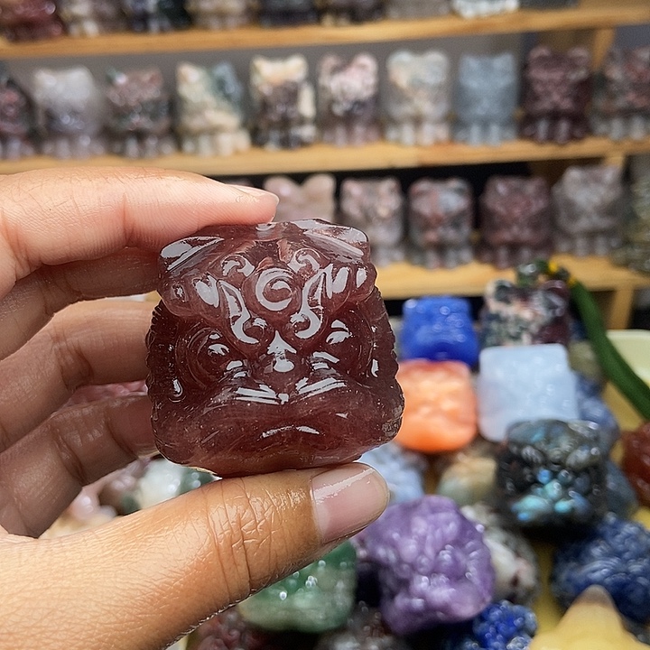 石材紫草莓晶醒狮