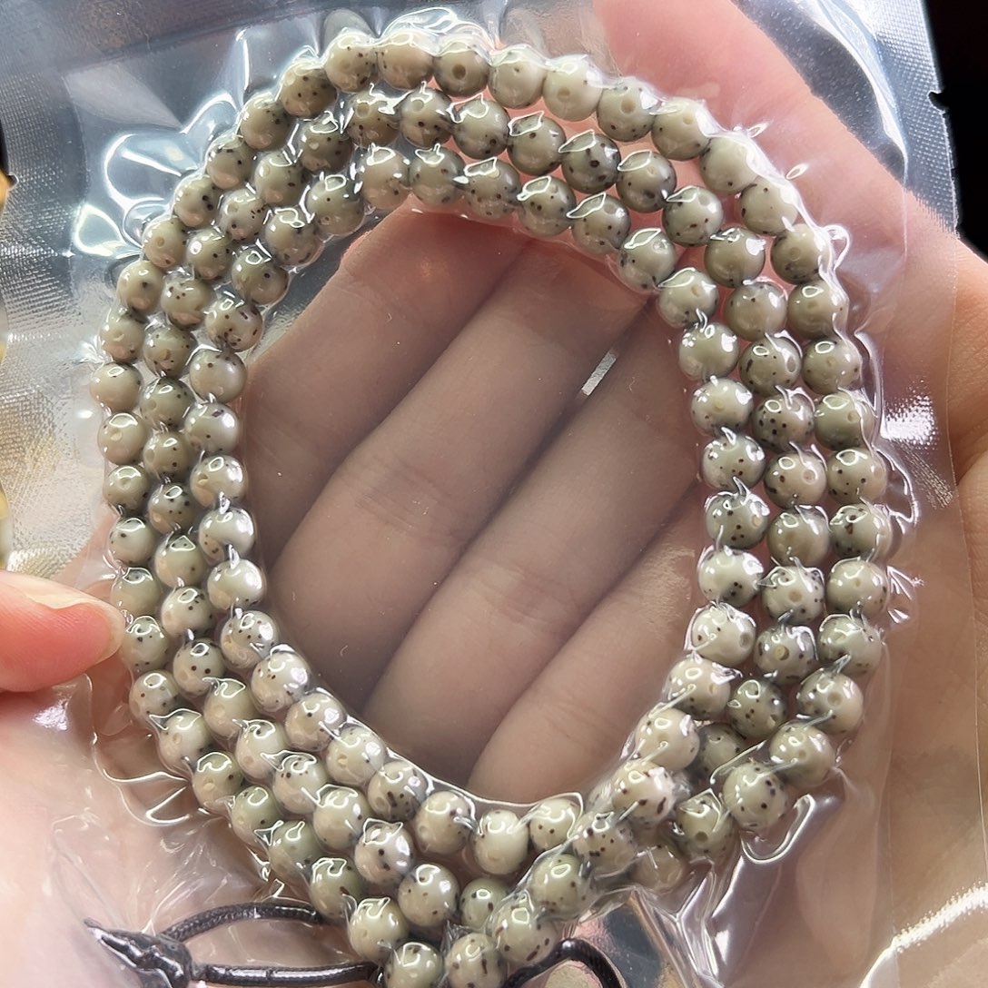 星月菩提手串Fqh6*6玉化骨瓷白 正月数星星