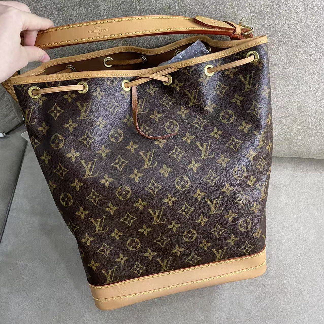 95新 LouisVuitton/路易威登 LRS/老花大号抽绳水桶包/编码3160