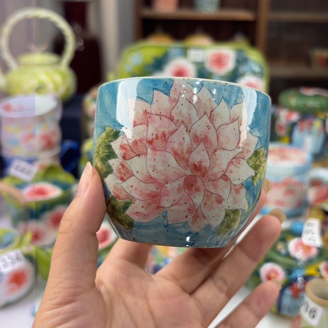 景德镇手绘高温釉下彩陶瓷茶具