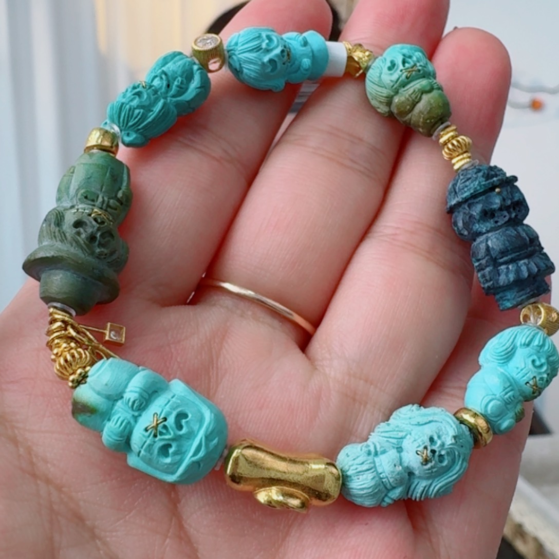 18K金镶嵌绿松石珠宝奇石