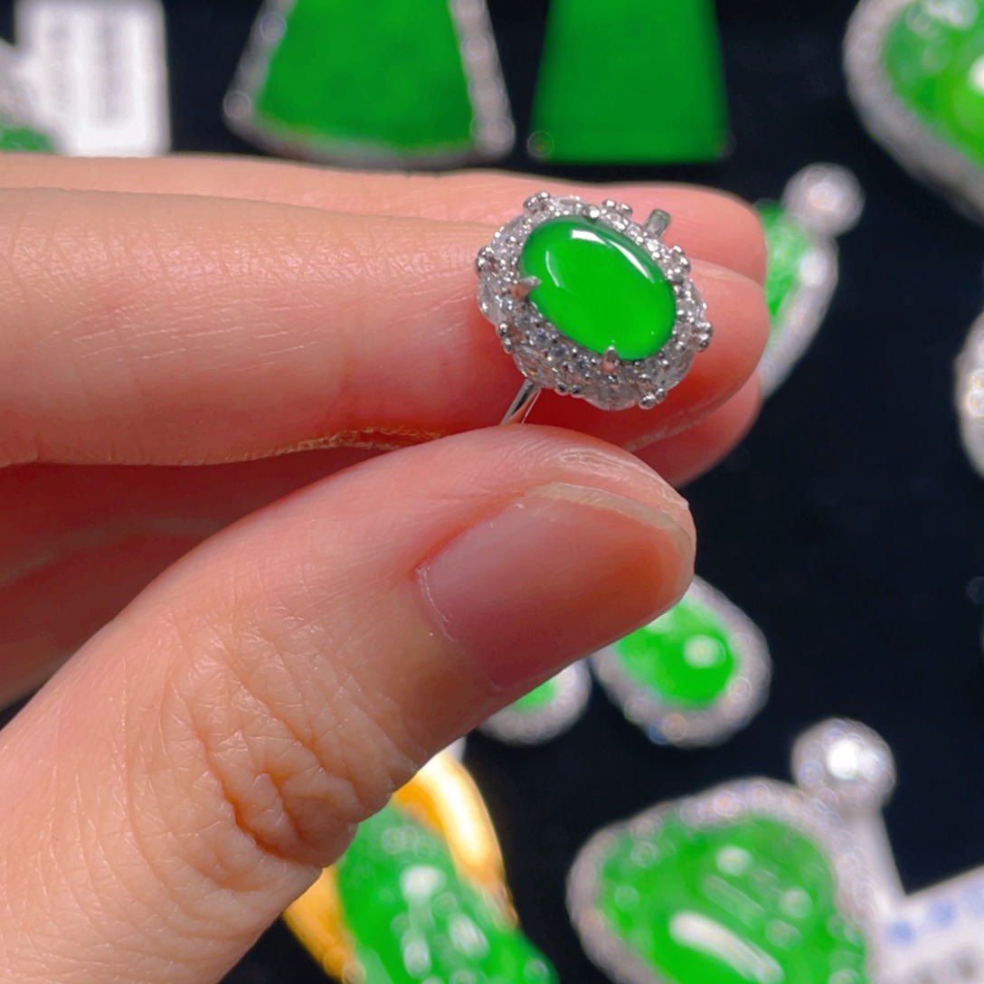 翡翠戒指银S925镶嵌1111111111111
