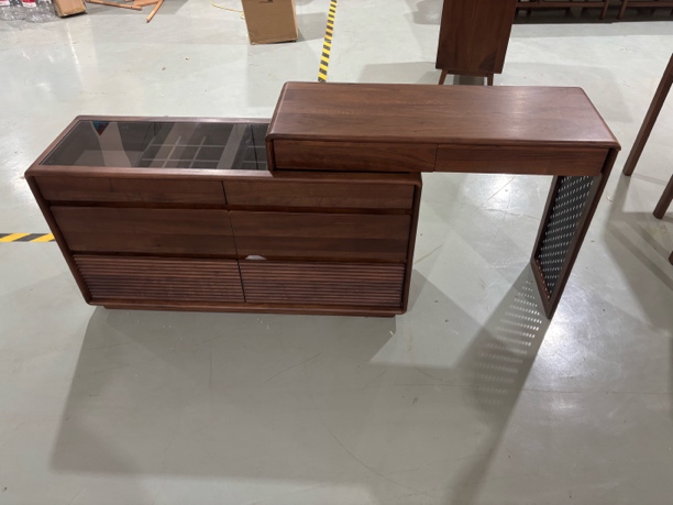 YSYS实木梳妆台斗柜一体收纳床尾柜北美黑胡桃木化妆桌M1032