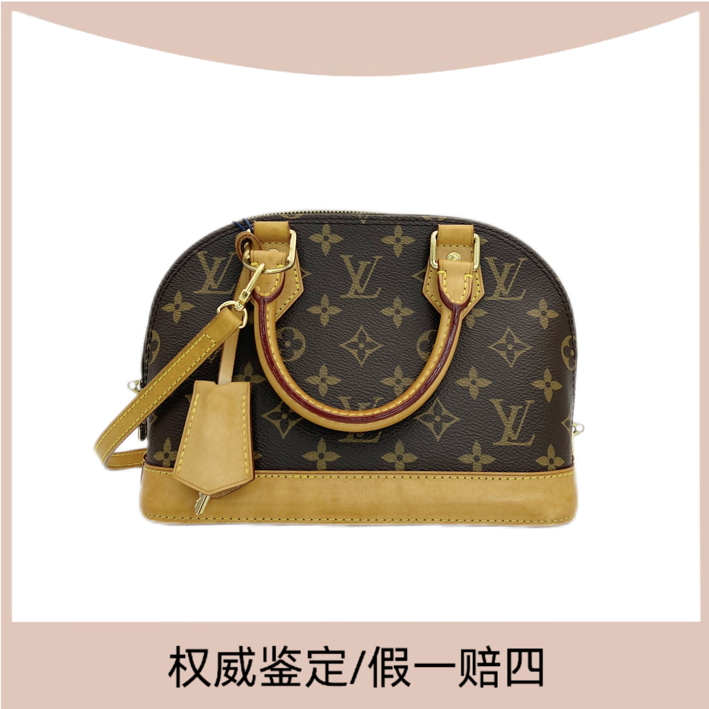 95新 LouisVuitton/路易威登 老花alma bb斜挎包芯片款（琳达）