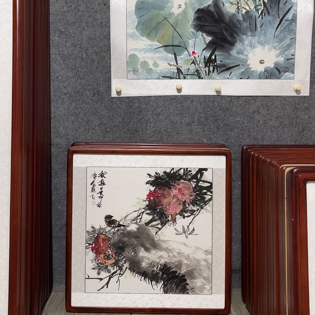 国画书画作品带框63×63