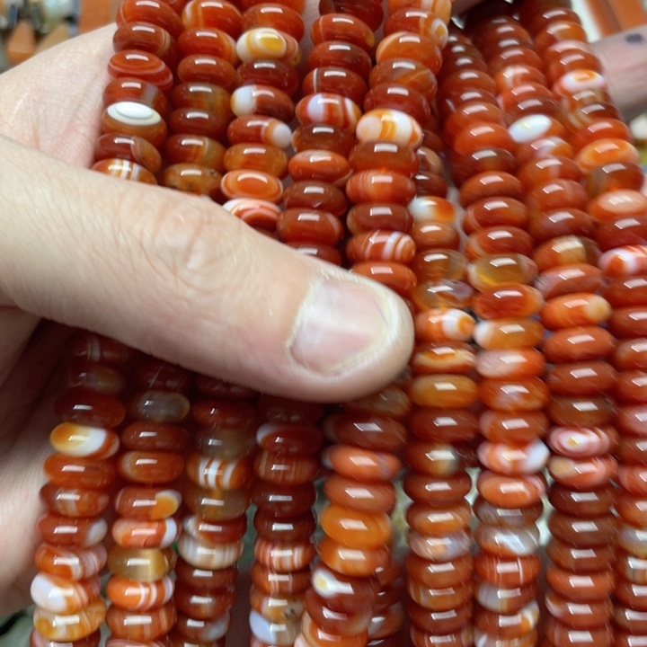 玛瑙/玉髓合金珠宝半成品一条10mm缠丝玛瑙算盘
