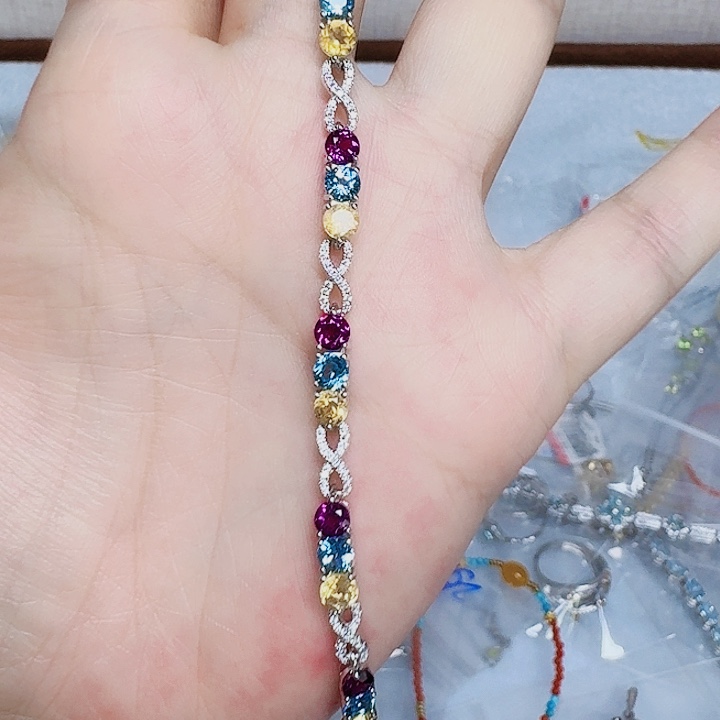 吊坠925银合成碳硅石手链都