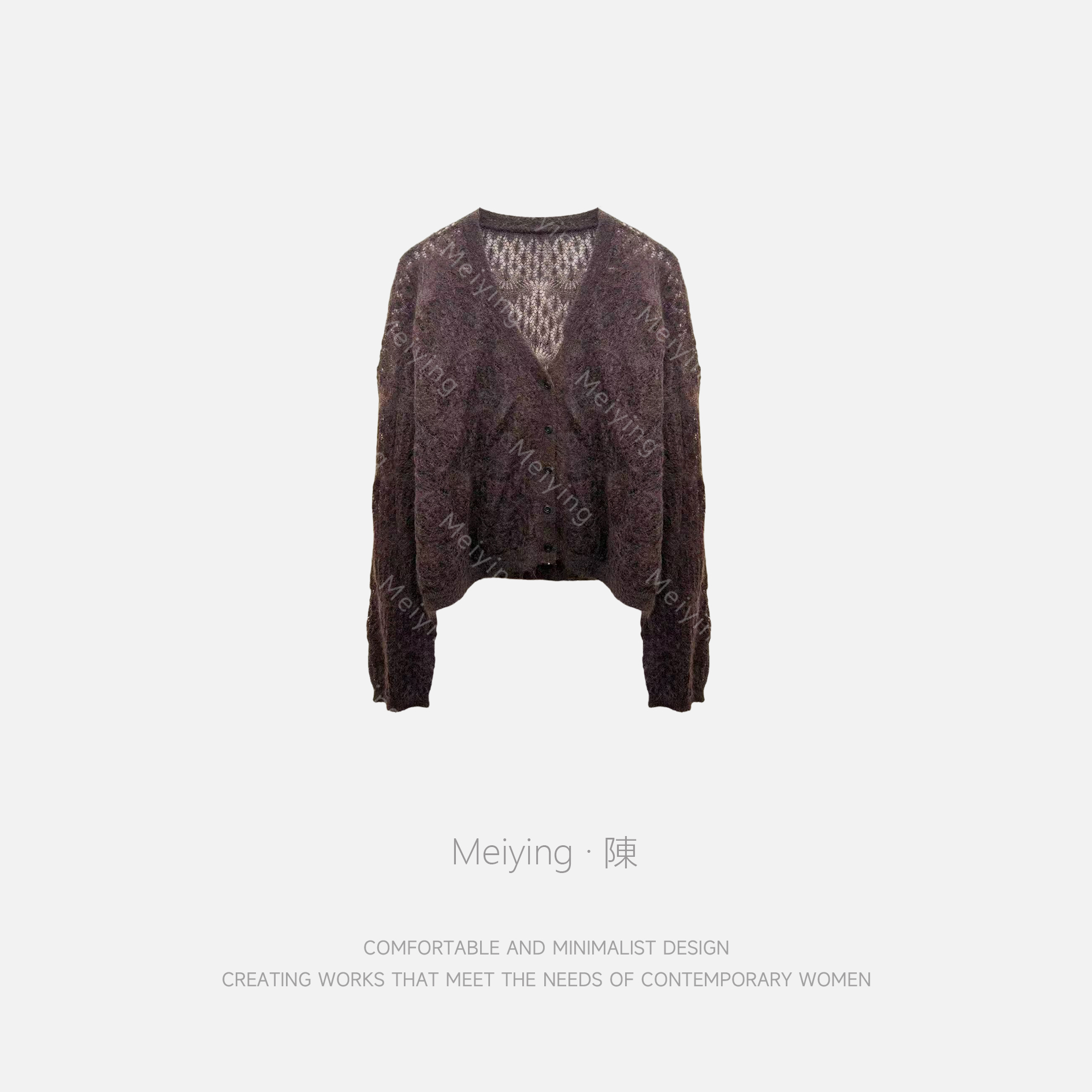 Meiying-V领单排扣舒适针织衫QB009