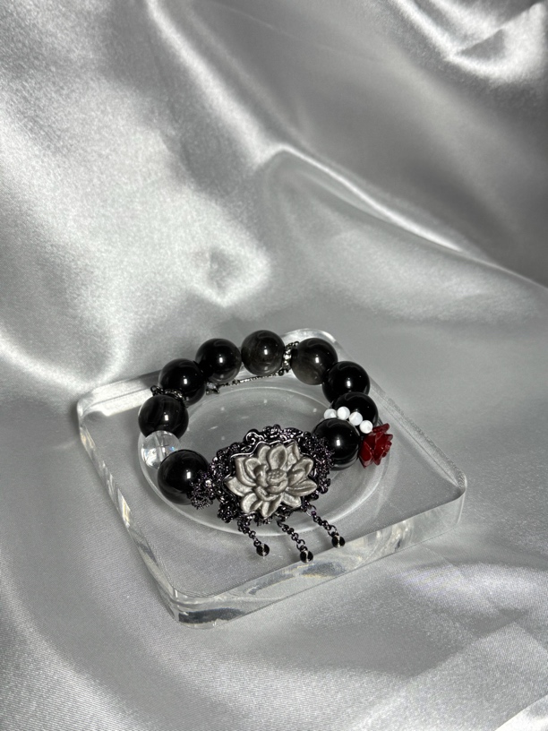 合成金属合成锆石手链 男女款黑色手链白色轻奢时尚百搭情侣复古