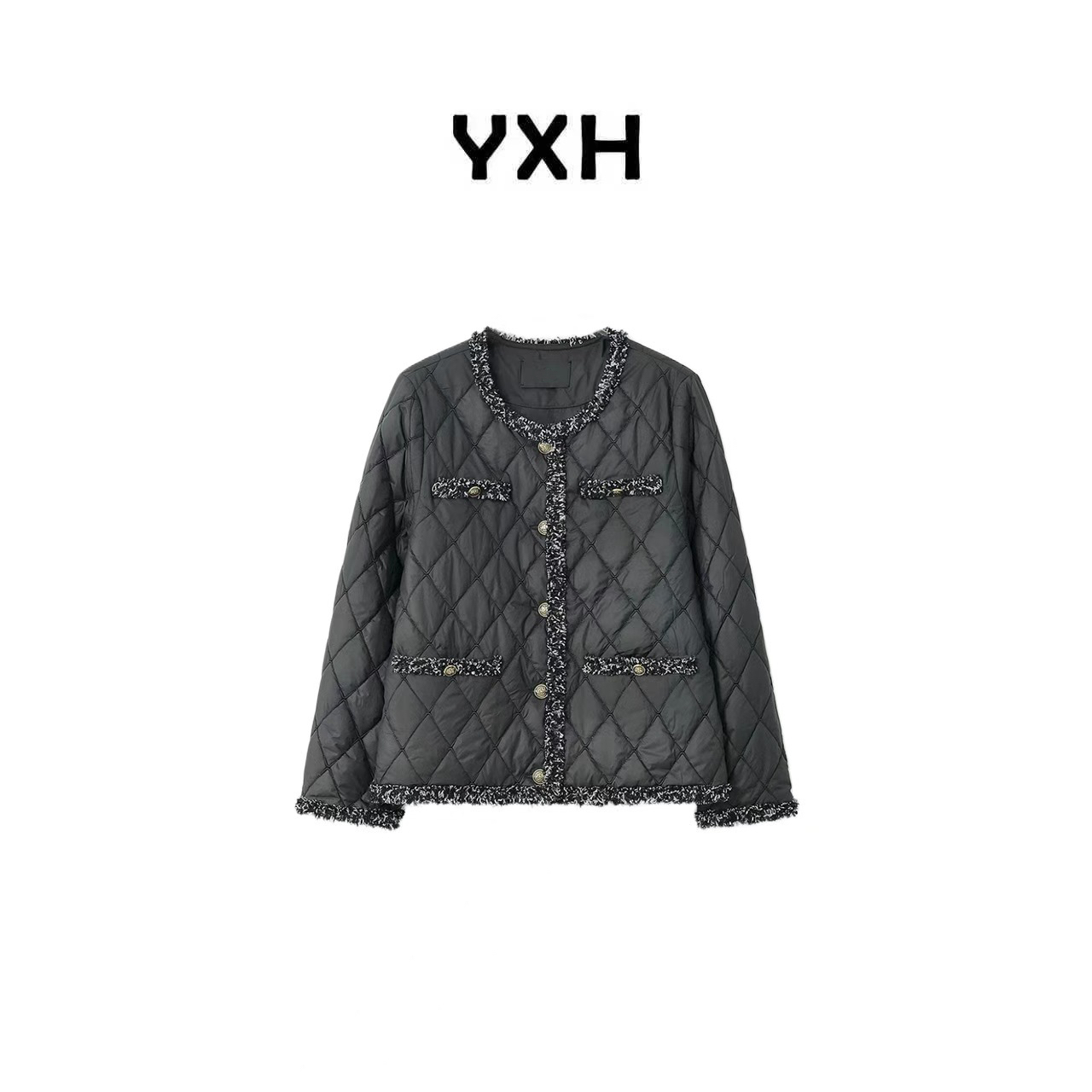 JZ【黑菱小香棉服】奢牌感菱格绗线老钱保暖时尚百搭棉服JZ7762