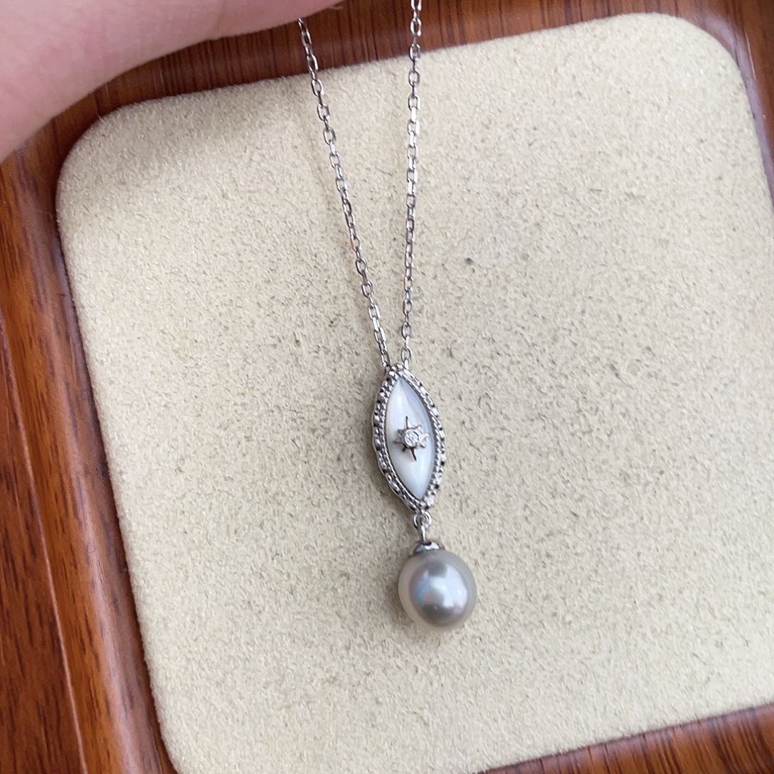 海水珍珠银S925镶嵌颈饰