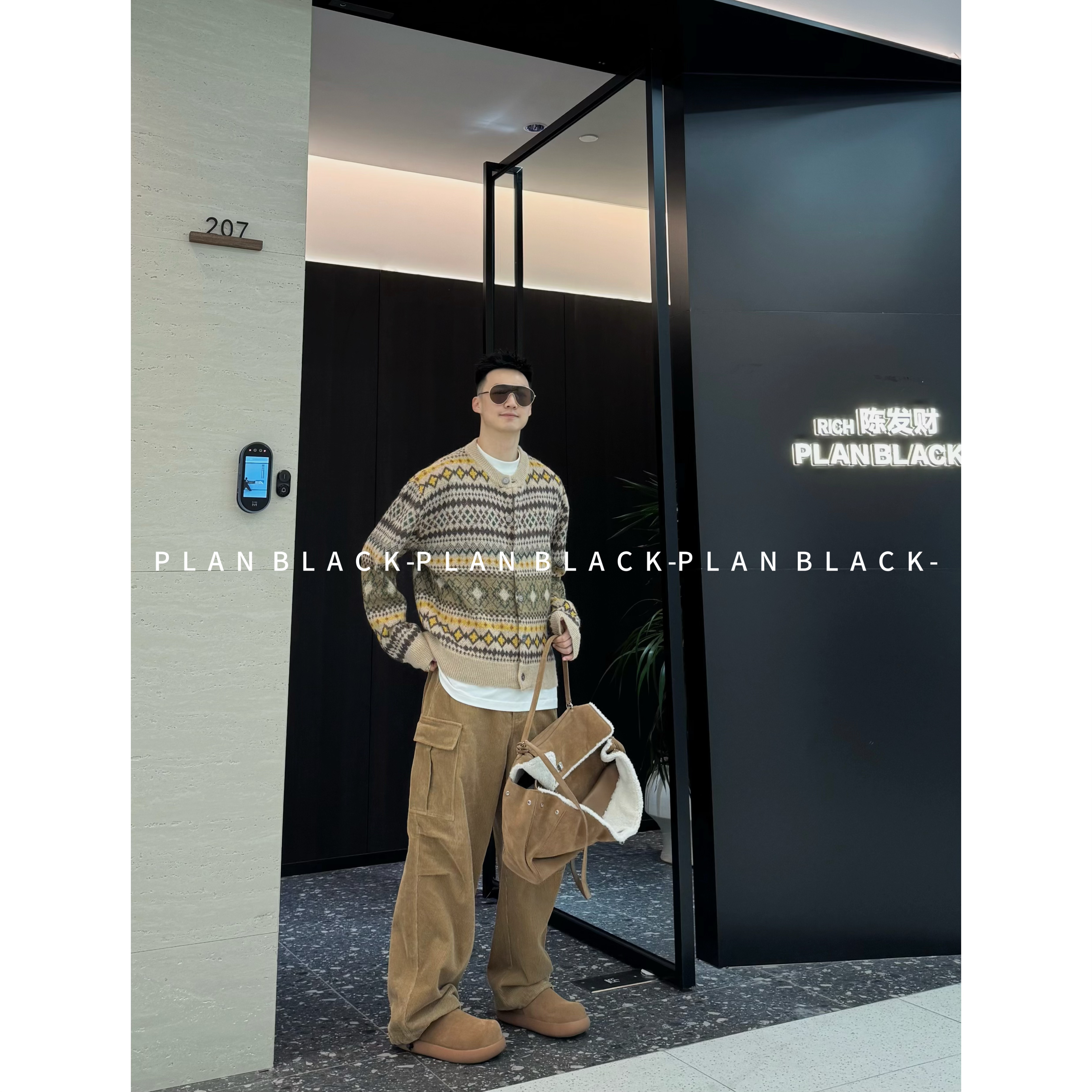 RICH陈发财【费尔岛礼物】舒服的毛衣！复古提花保暖轻盈男毛衣8259