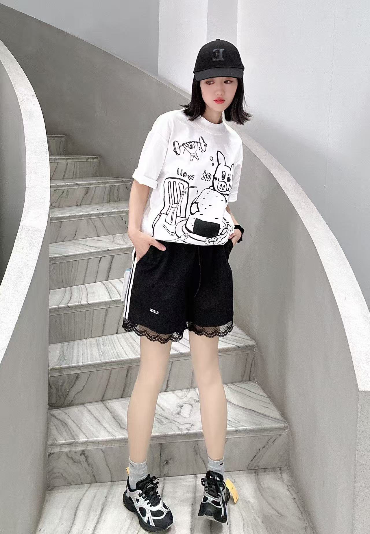 CHEERIUPI·25春夏新款女吃饭团的猪短袖