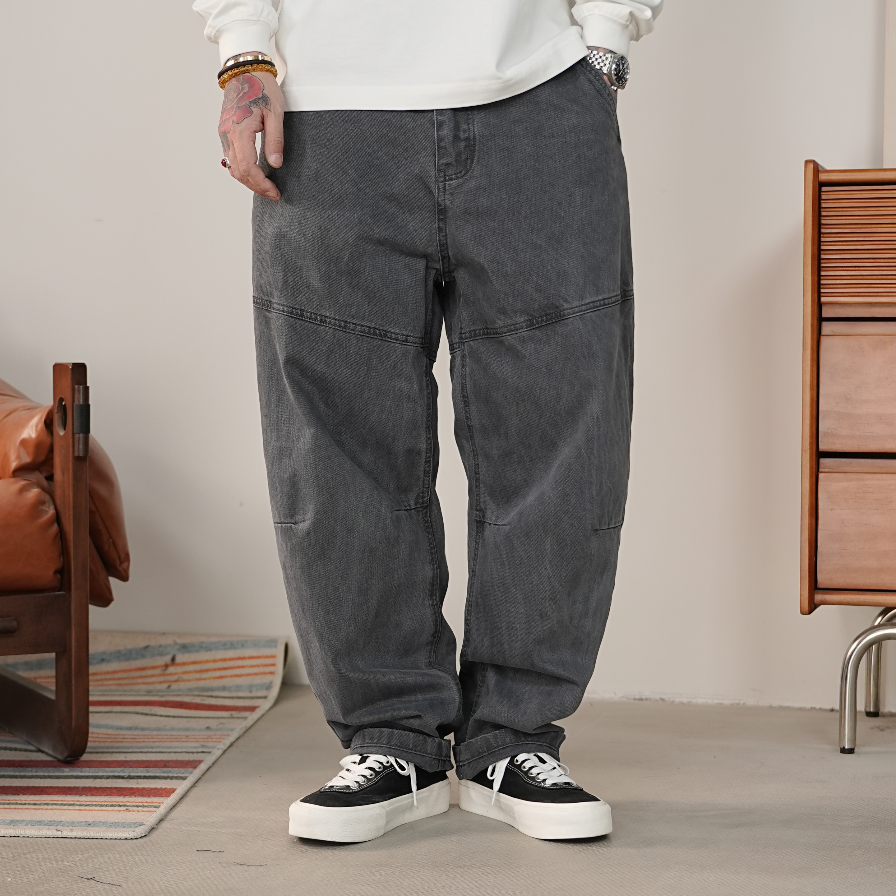 25FW日系复古做旧简约工装裤宽松百搭休闲裤cityboy通勤风