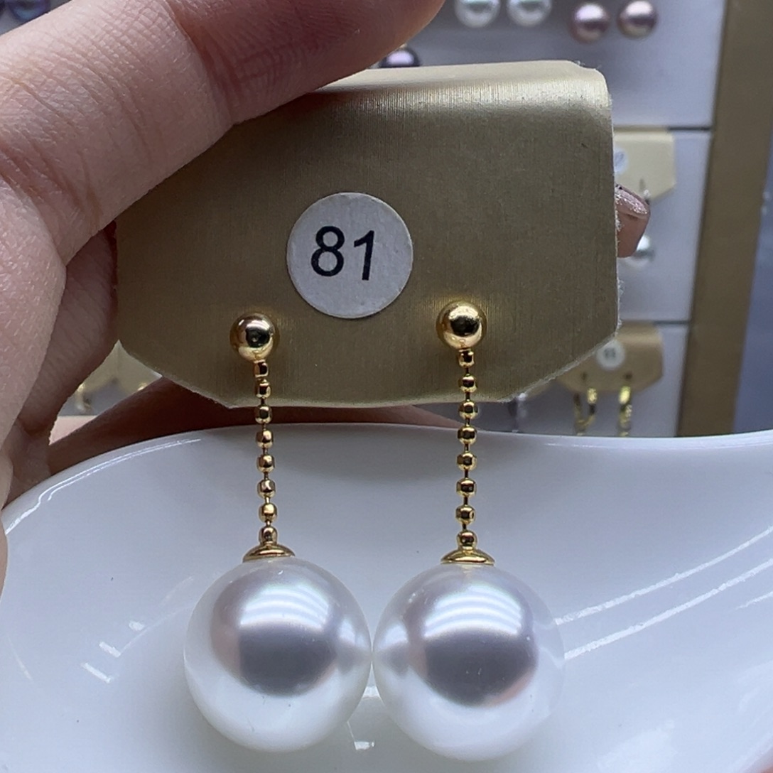 淡水珍珠银S925镶嵌耳饰