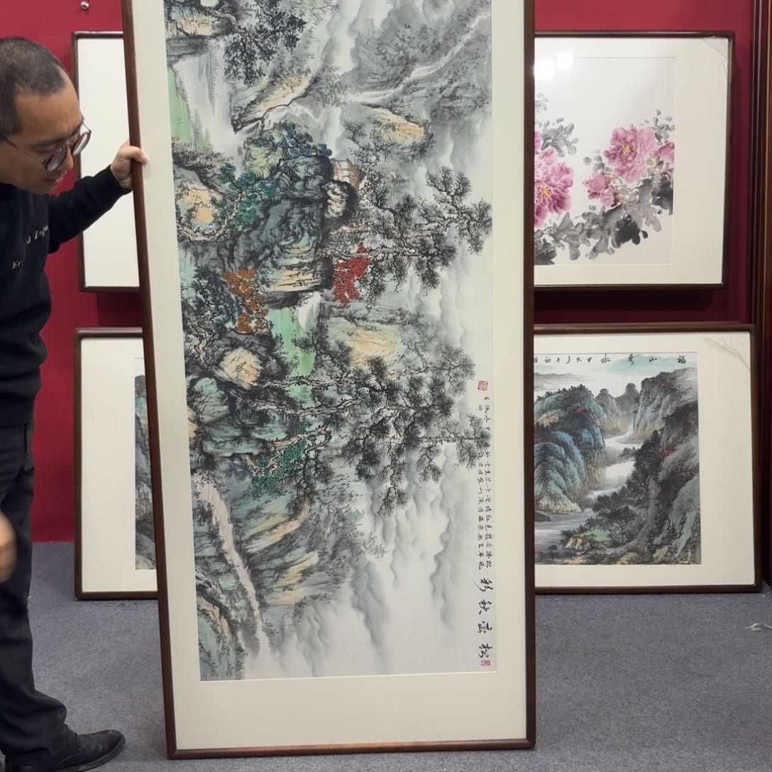 国画带框绘画210/80尺寸