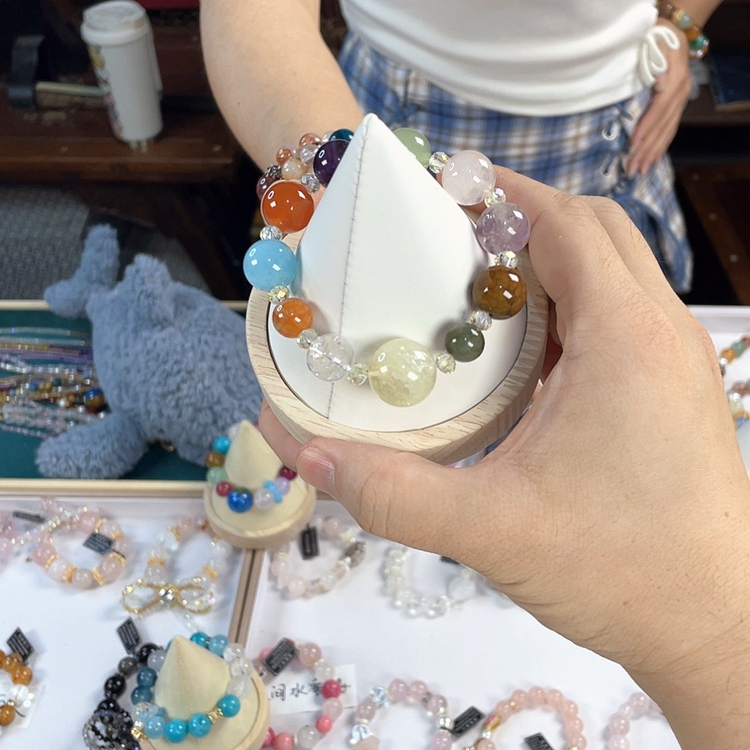 水晶手链银S925镀金镶嵌