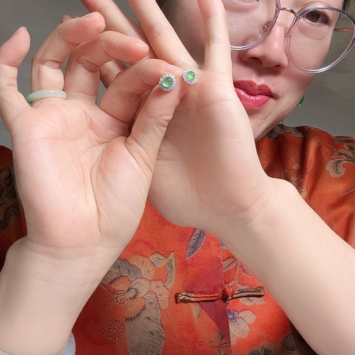 翡翠耳饰未镶嵌夭然 缅甸翡翠耳订