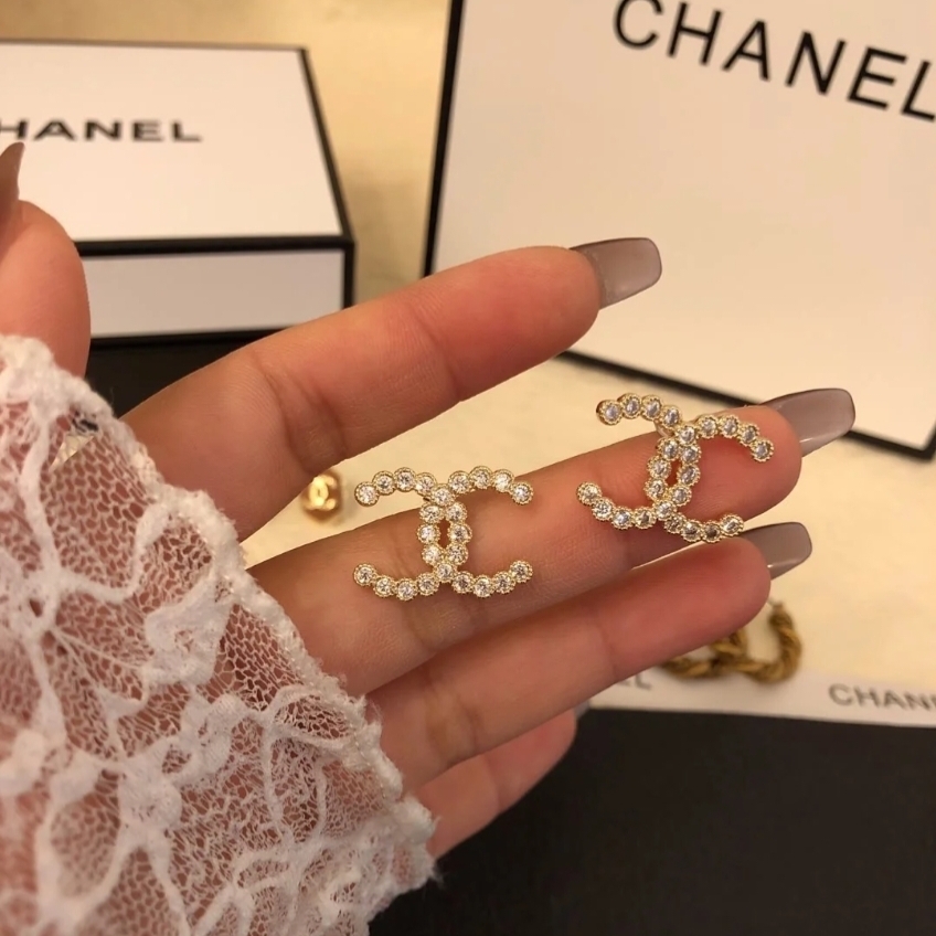 全新未使用 Chanel/香奈儿 耳钉经典双C中号钻钻