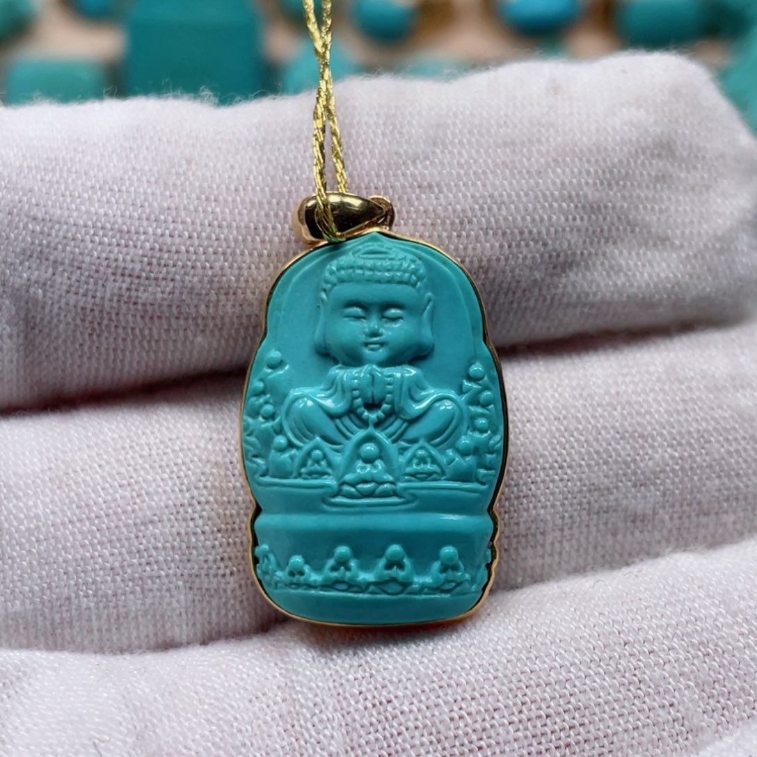 绿松石珠宝奇石18K金镶嵌