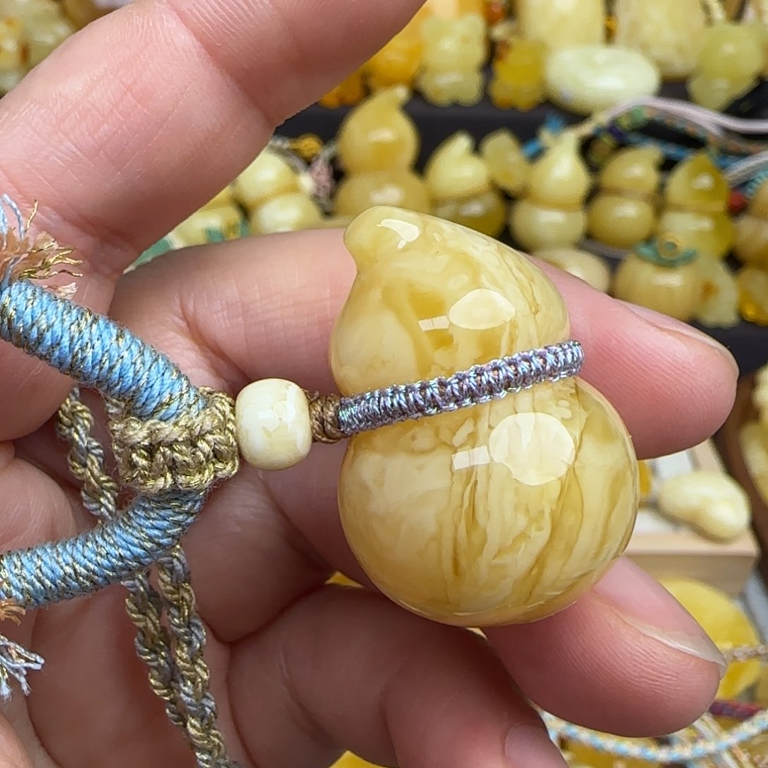 蜜蜡套链未镶嵌天然俄料虎皮妖花蜜蜡葫芦吊坠