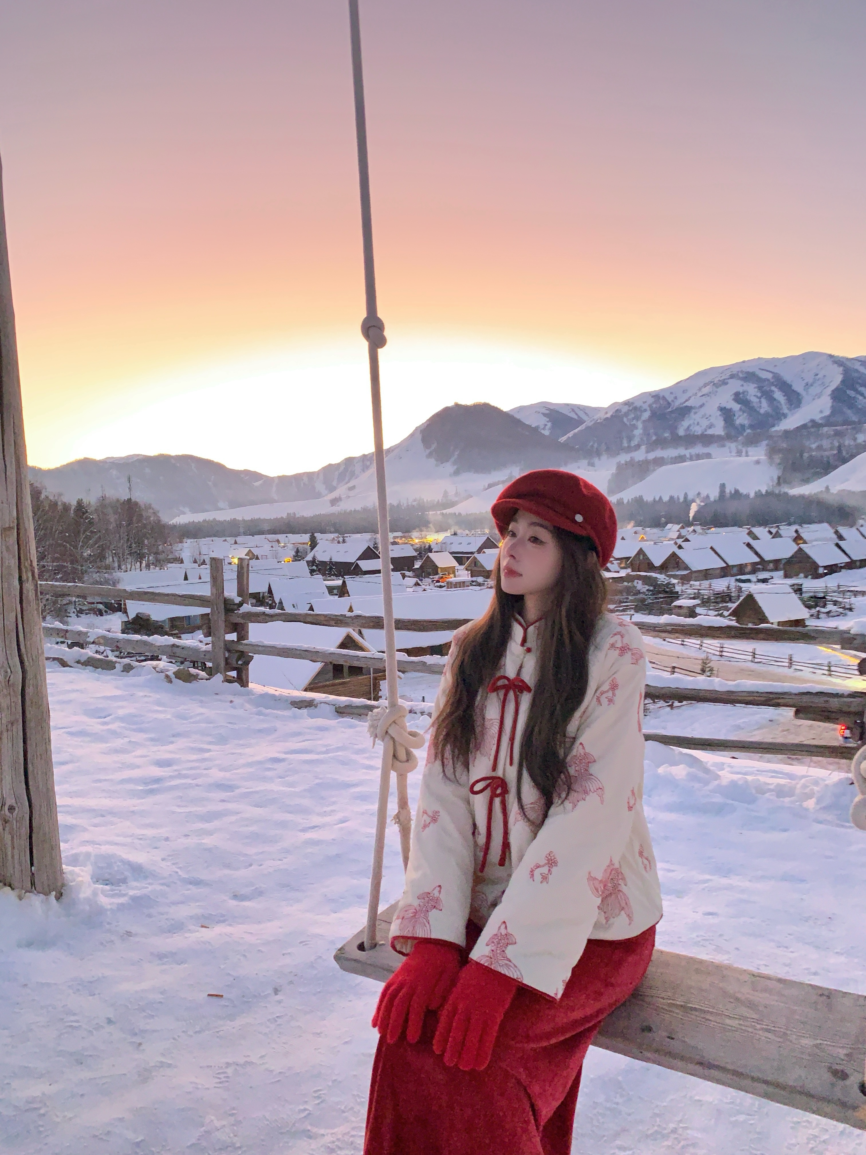 EIA一尧新中式国风【烟火年年】俏皮气质棉服刺绣外套+半裙日常保暖